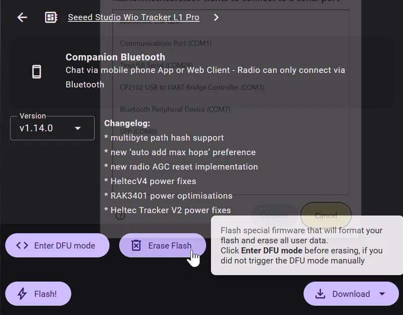 Erase Flash progress