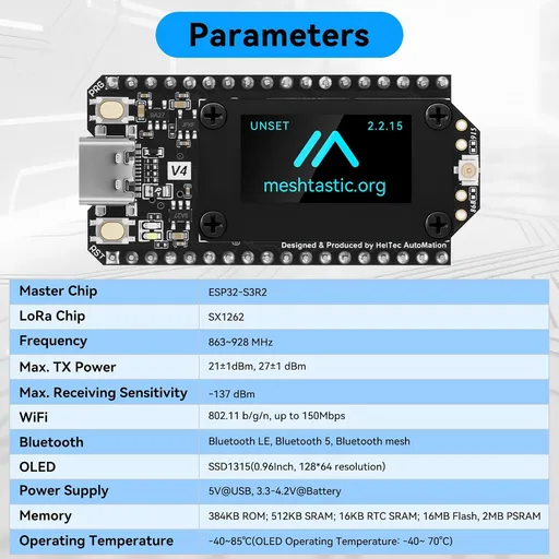 Heltec WiFi LoRa 32 V4 LoRa Specifications